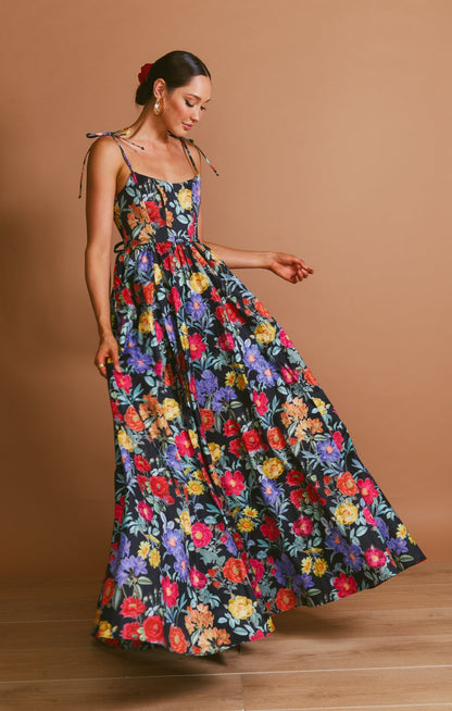 Romana Black Evening Gown in Taffeta