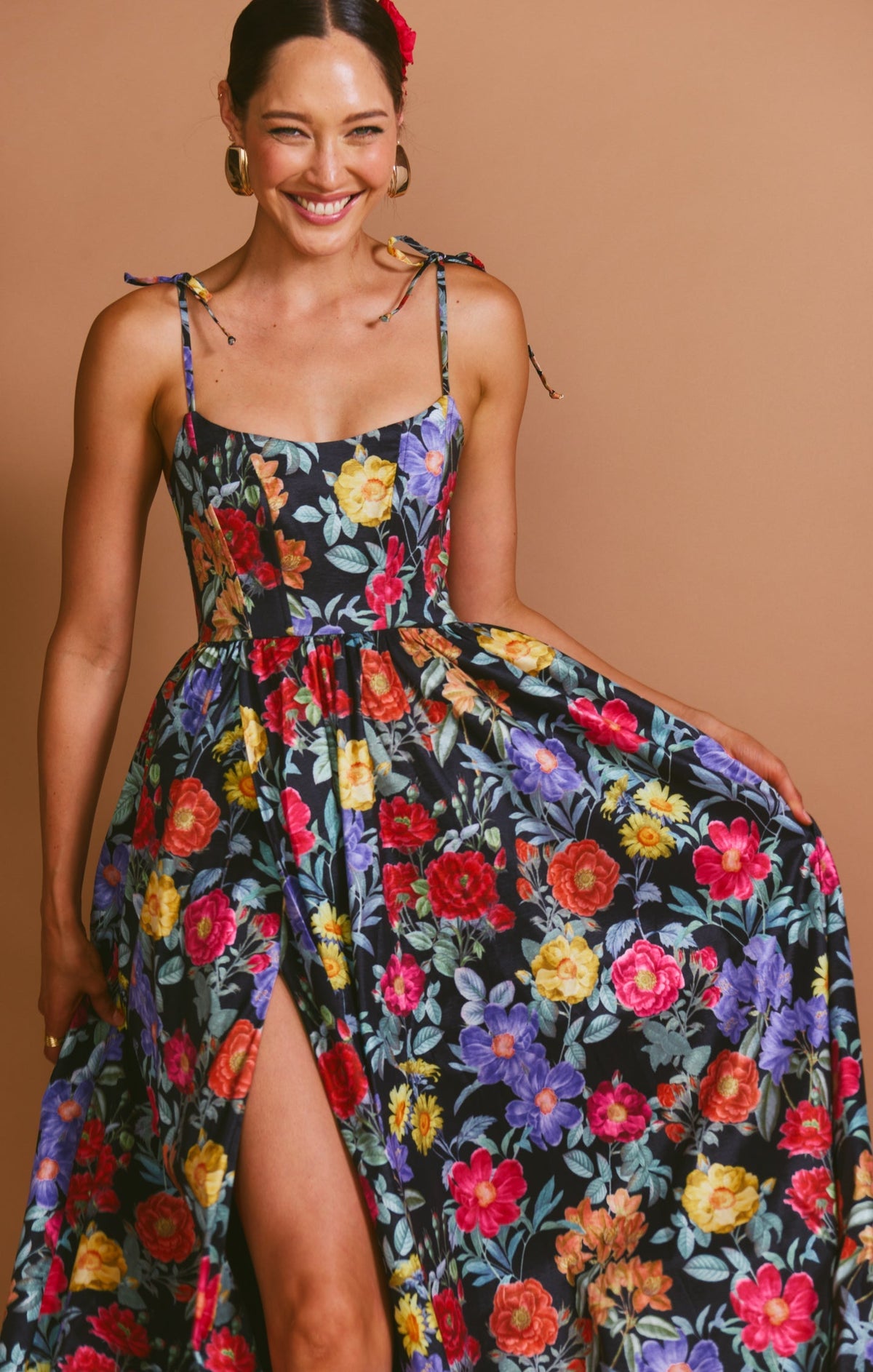 Romana Black Evening Gown in Taffeta