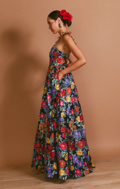 Romana Black Evening Gown in Taffeta