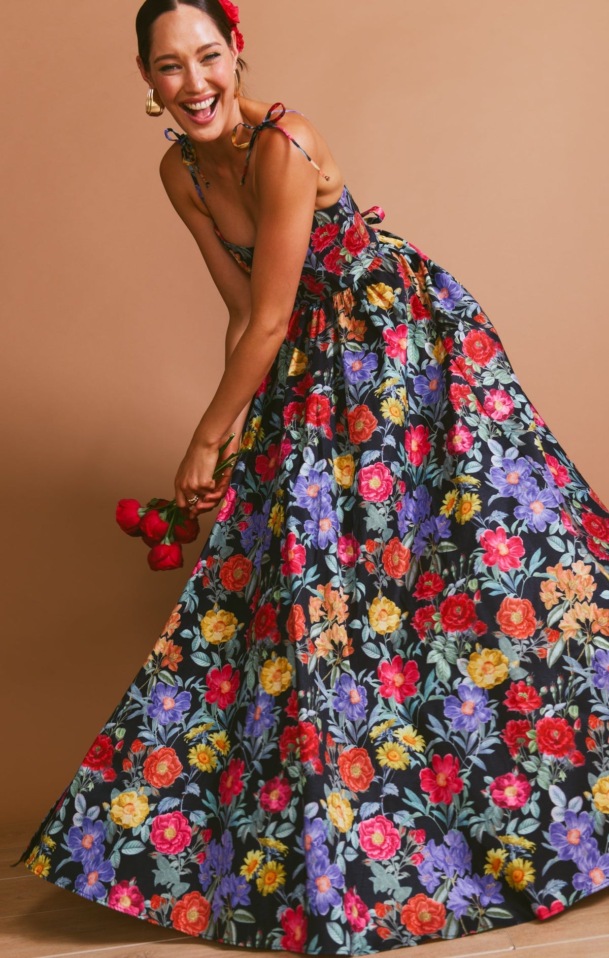 Romana Black Evening Gown in Taffeta