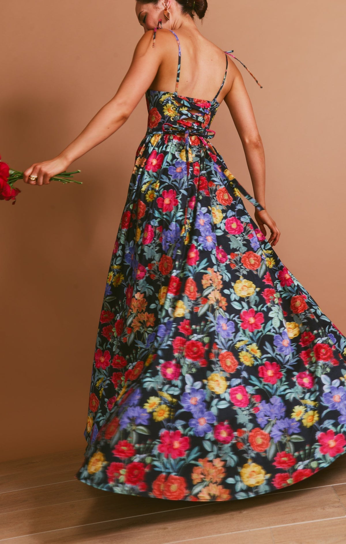 Romana Black Evening Gown in Taffeta
