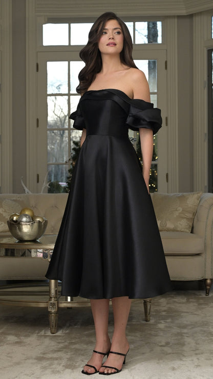 Arabella Cocktail Dress with Off Shoulder Neck and Full Skirt