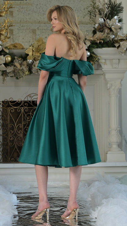 Arabella Cocktail Dress with Off Shoulder Neck and Full Skirt