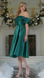 Arabella Cocktail Dress with Off Shoulder Neck and Full Skirt