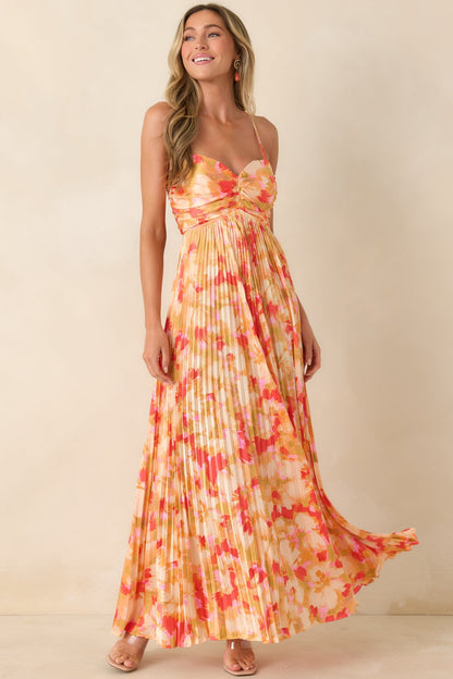 Heidi Painted Satin Maxi Dress