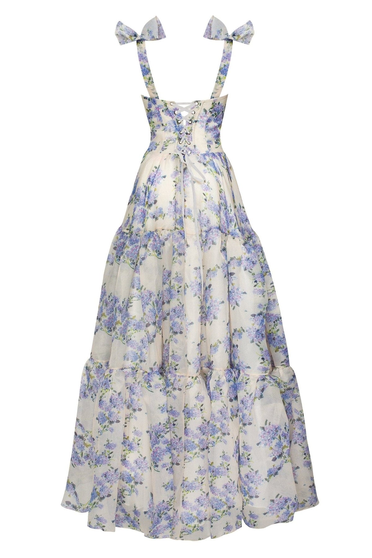 Clarisse Evening Gown with Floral Print and Tie Straps