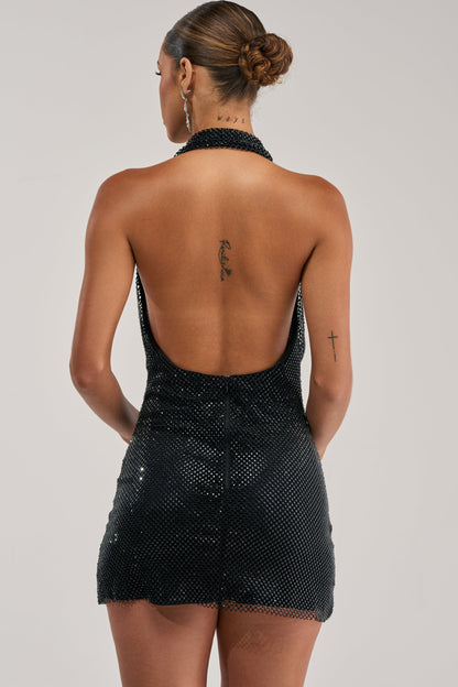 Katrina Rhinestone Halter Mini Dress