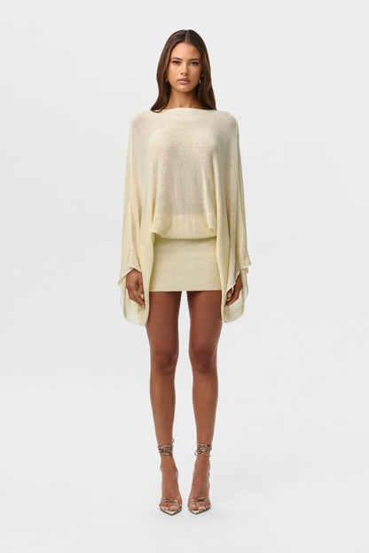 Dafne Knit Dress with Drape Sleeves and Open Back