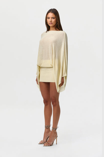 Dafne Knit Dress with Drape Sleeves and Open Back