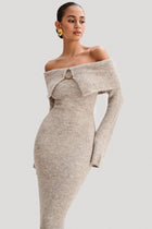 Dara Sweater Dress with Off-Shoulder Fold Neck