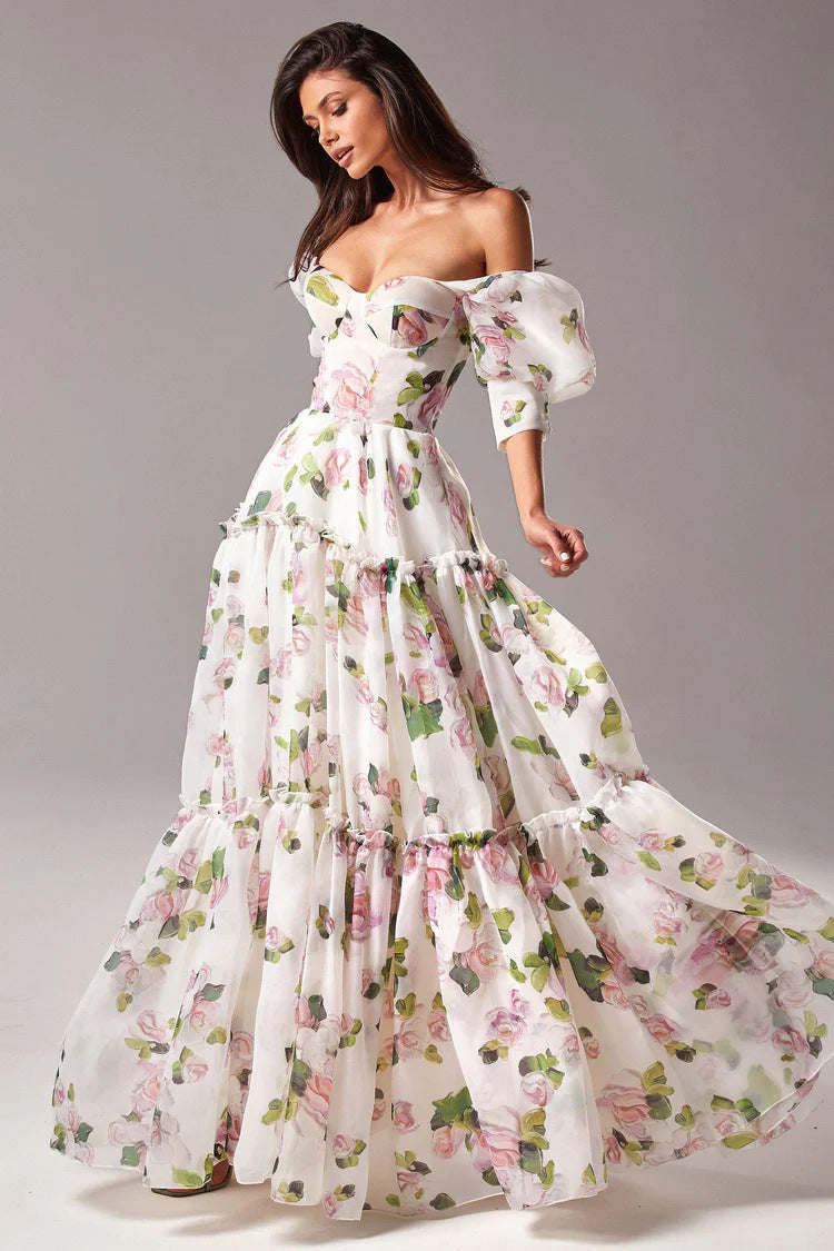 Lilou Floral Off Shoulder Maxi Dress
