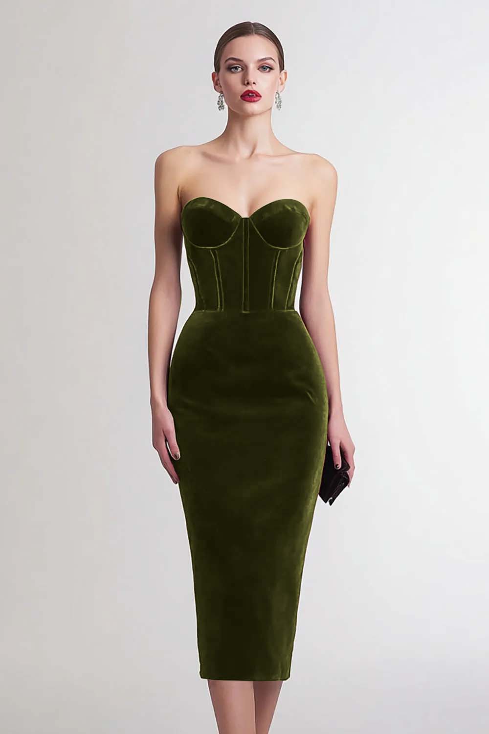 Marit Velvet Dress with Corset Bodice and Sweetheart Neck