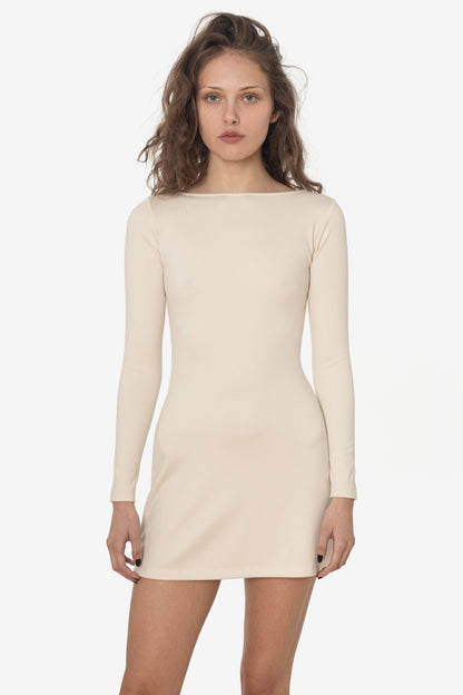 Hatty Long Sleeve Dress with Boat Neck and Ponte Knit