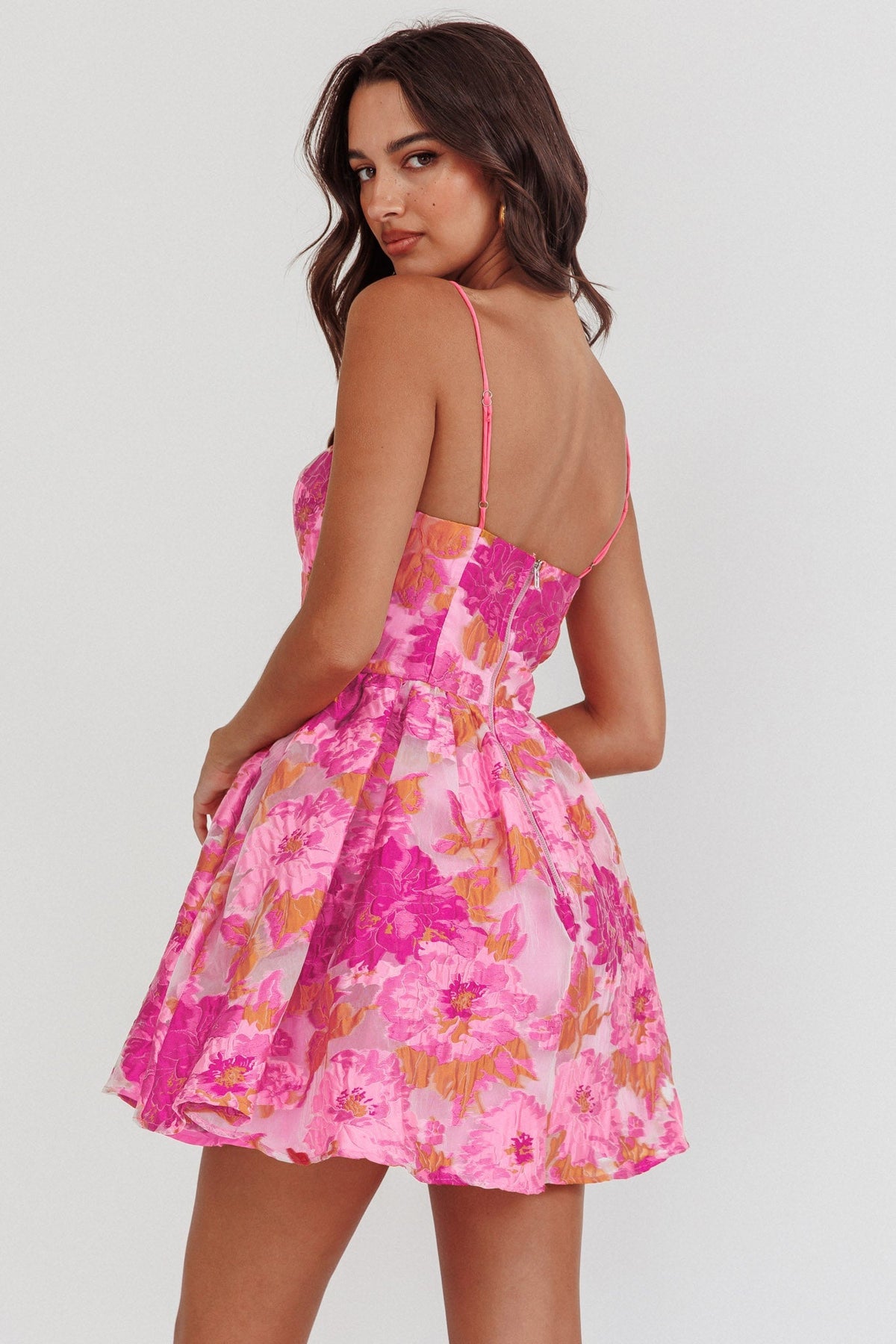 Samara Enchanted Jacquard Mini Dress in Pink