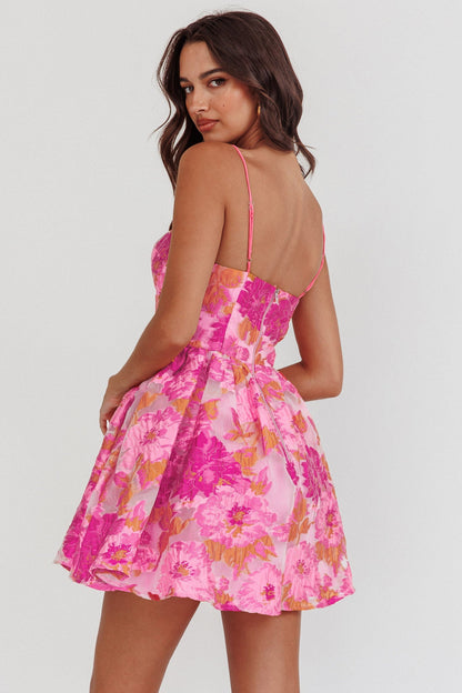 Samara Enchanted Jacquard Mini Dress in Pink
