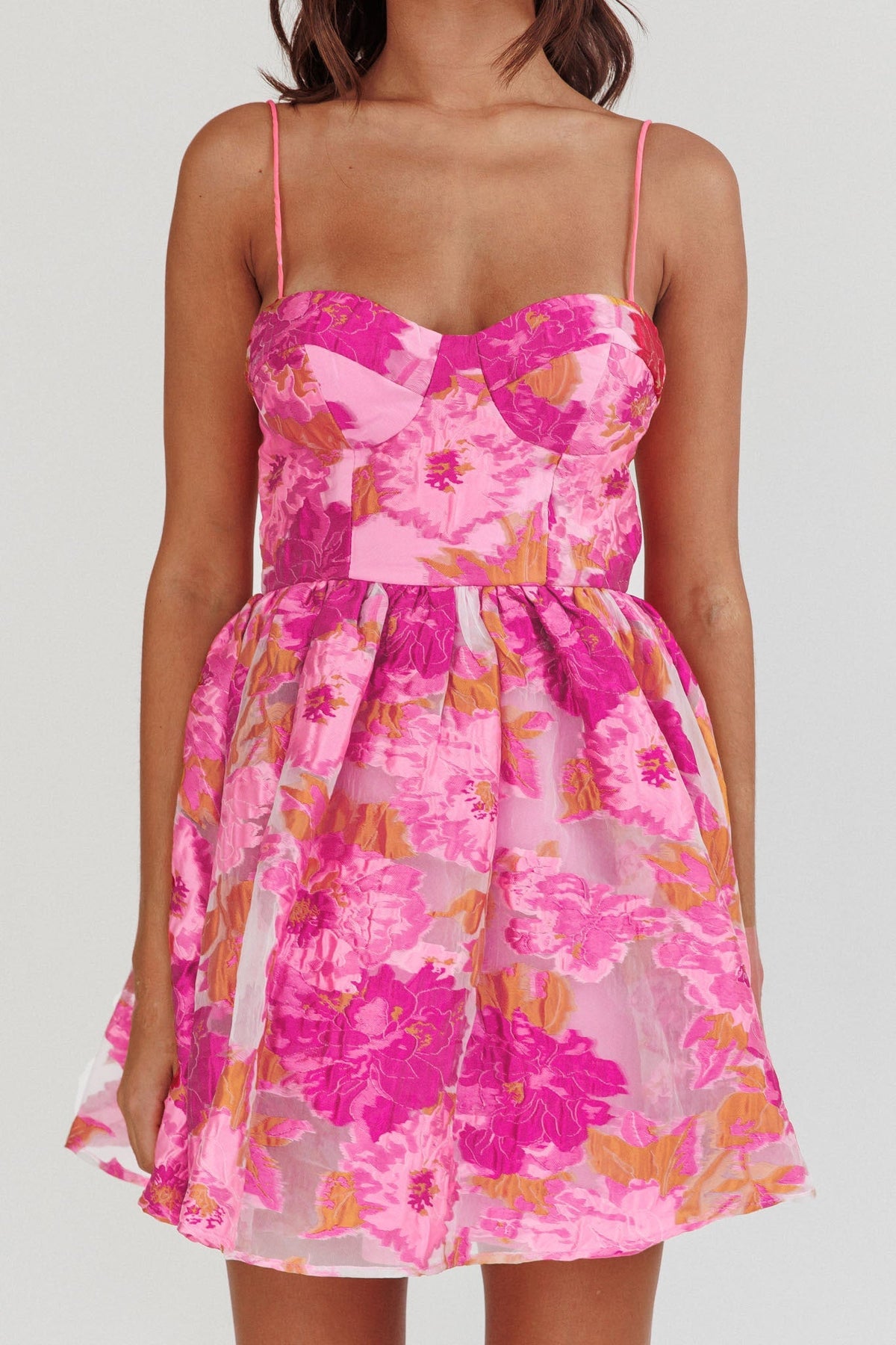 Samara Enchanted Jacquard Mini Dress in Pink