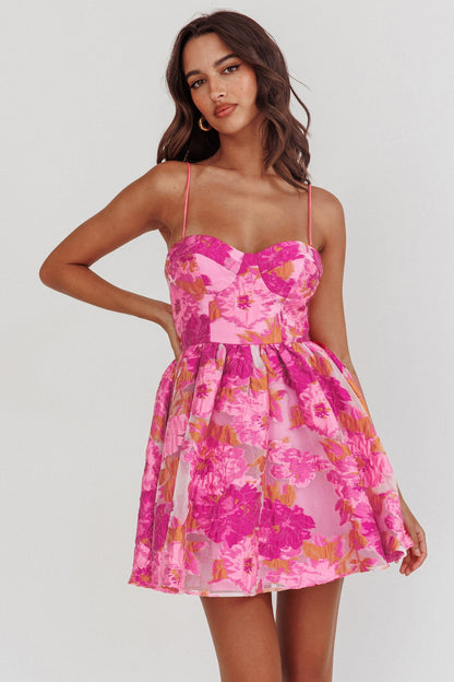 Samara Enchanted Jacquard Mini Dress in Pink