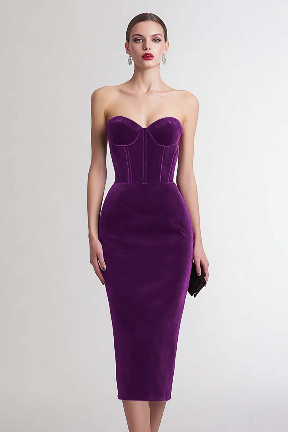 Marit Velvet Dress with Corset Bodice and Sweetheart Neck