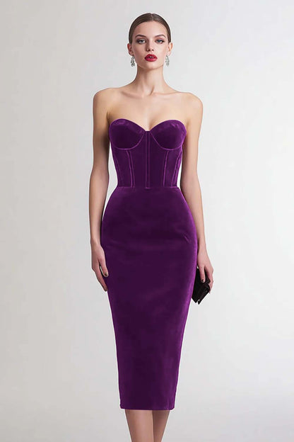 Marit Velvet Dress with Corset Bodice and Sweetheart Neck