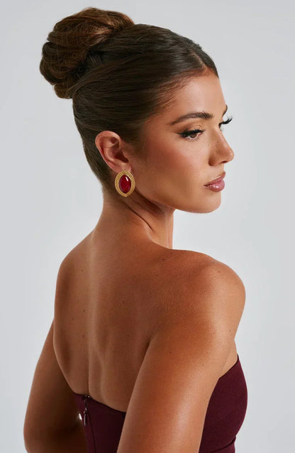 Jamy Textured Ellipse Earrings