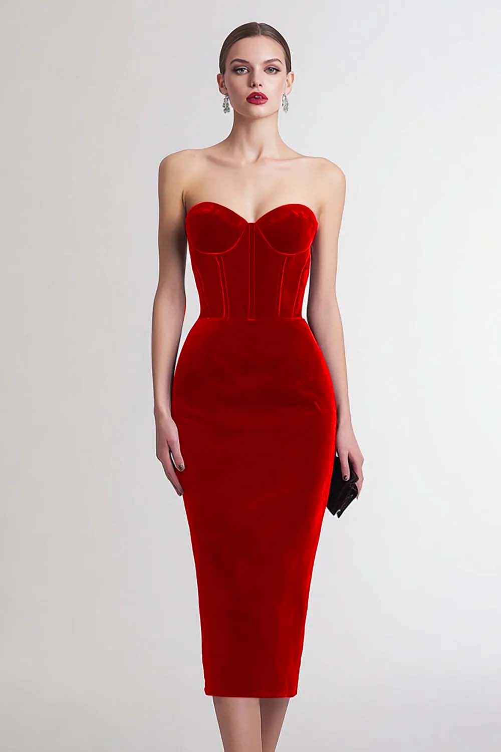 Marit Velvet Dress with Corset Bodice and Sweetheart Neck