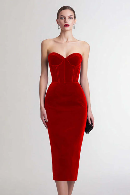 Marit Velvet Dress with Corset Bodice and Sweetheart Neck