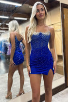 Gabrielle Homecoming Dress with Beaded Body and Side Slit