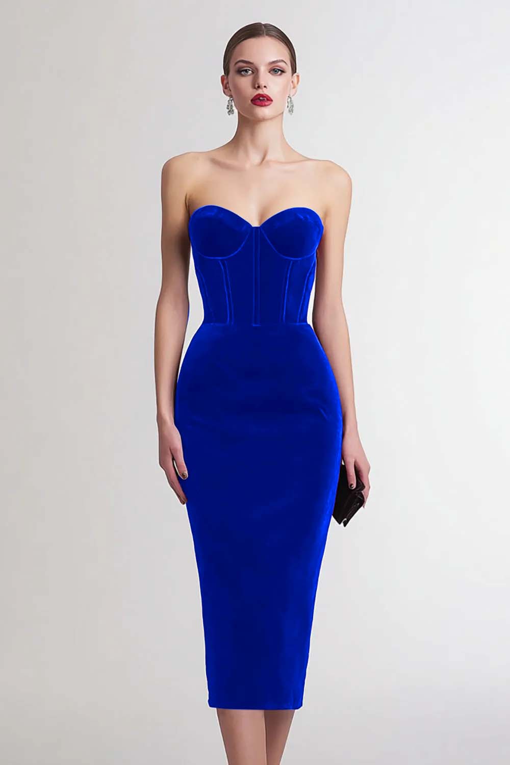 Marit Velvet Dress with Corset Bodice and Sweetheart Neck