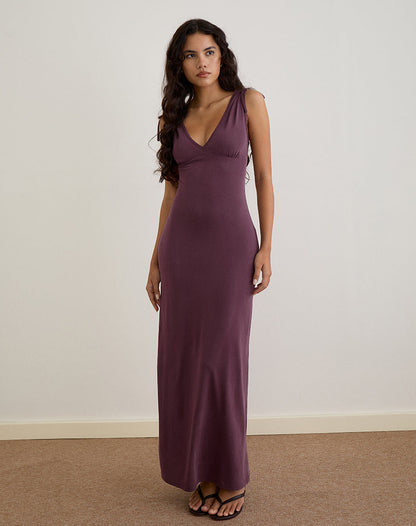 Sanyu Cupro Plunge Maxi Dress