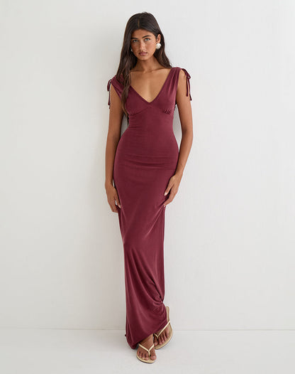 Sanyu Cupro Plunge Maxi Dress