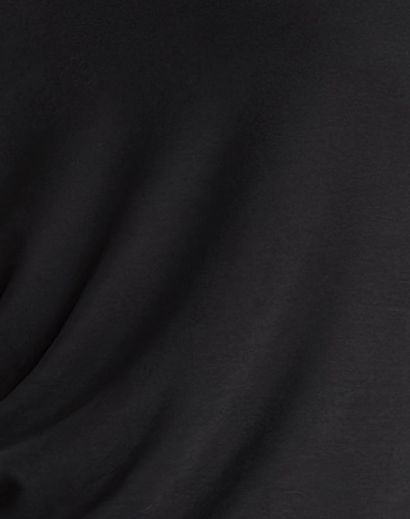 Harper Black Mini Dress with Slouchy Neck and Long Sleeves