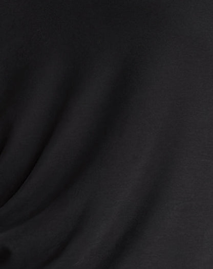Harper Black Mini Dress with Slouchy Neck and Long Sleeves