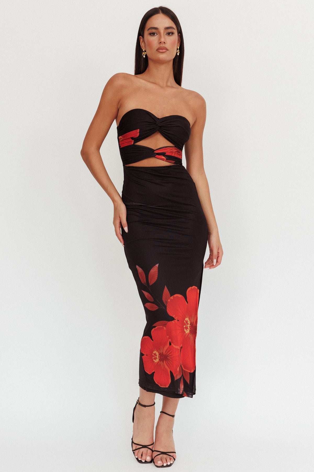 Silah Twist Bodice Black Maxi Dress