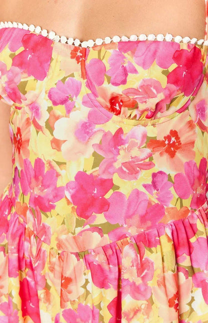 Zuri Yellow Floral Mini Dress