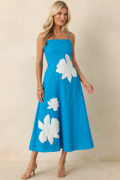 Laetitia Floral Midi Dress in Blossom Blue