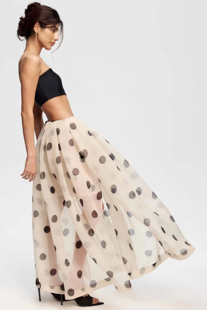 Charlotte Skirt with Polka Dots and Sheer Overlay