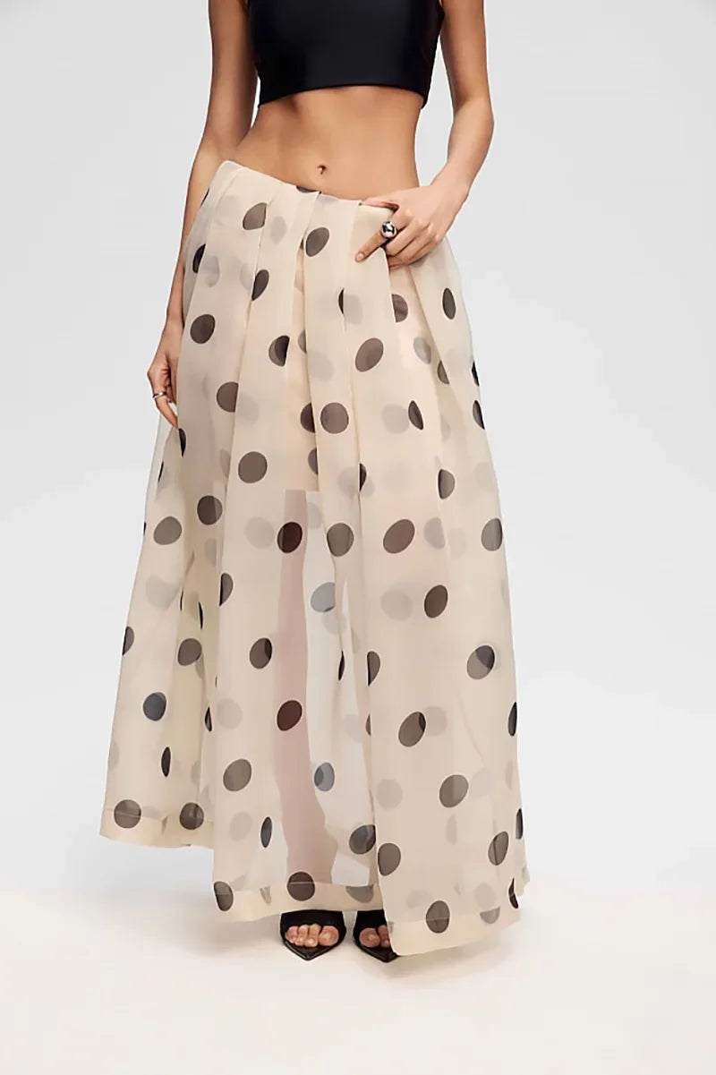 Charlotte Skirt with Polka Dots and Sheer Overlay