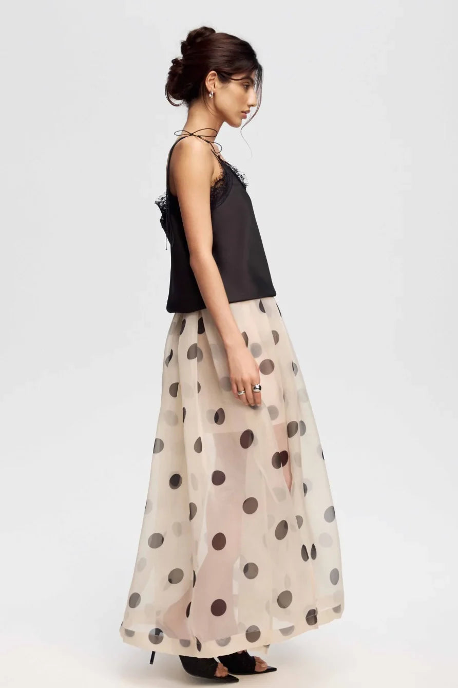 Charlotte Skirt with Polka Dots and Sheer Overlay