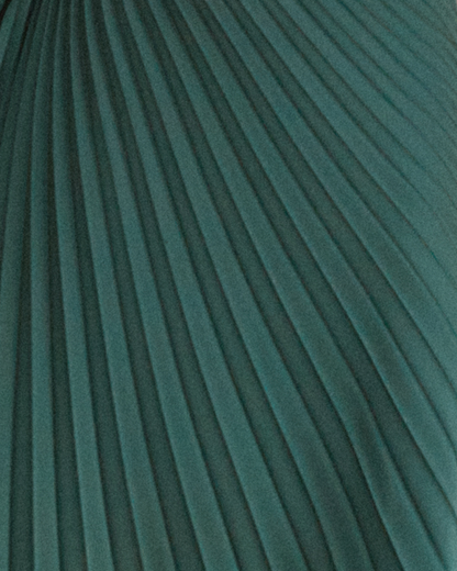 Roisin Green Dress with One Shoulder and Pleated Column