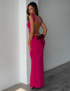 Ghislaine Red Dress with Bow Back and Column Skirt