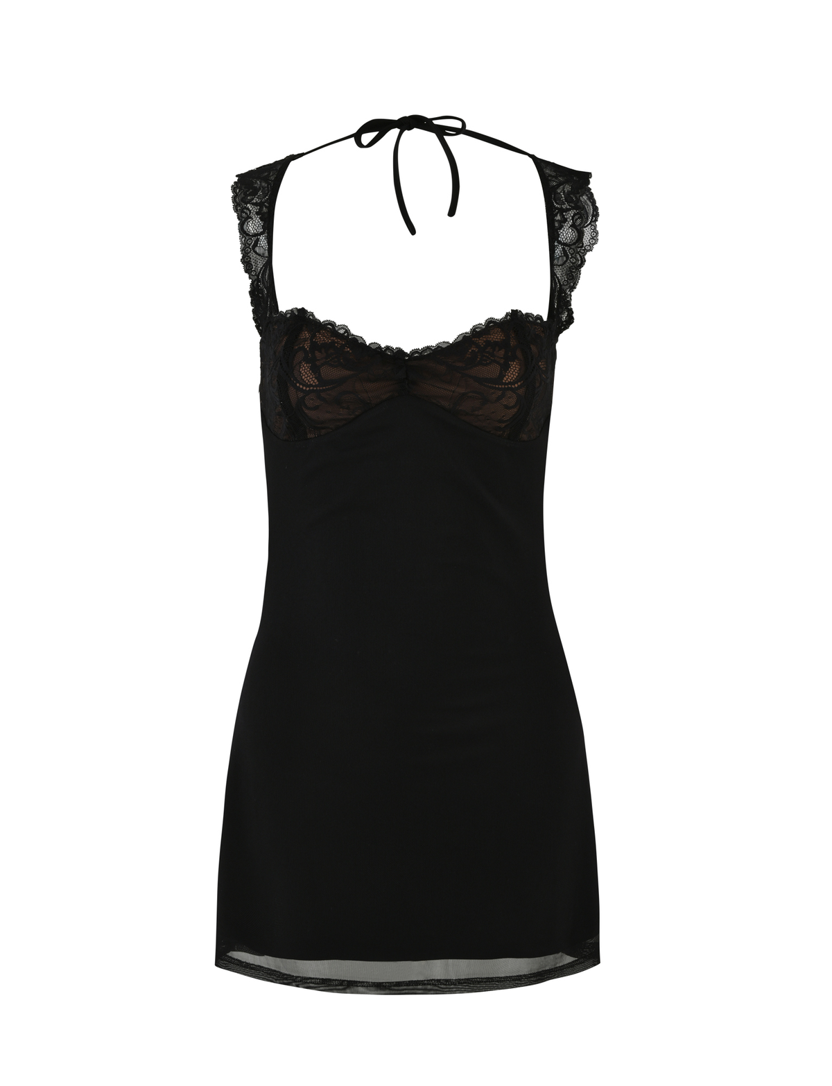 Winona Black Mini Dress with Lace Cups and Fine Straps