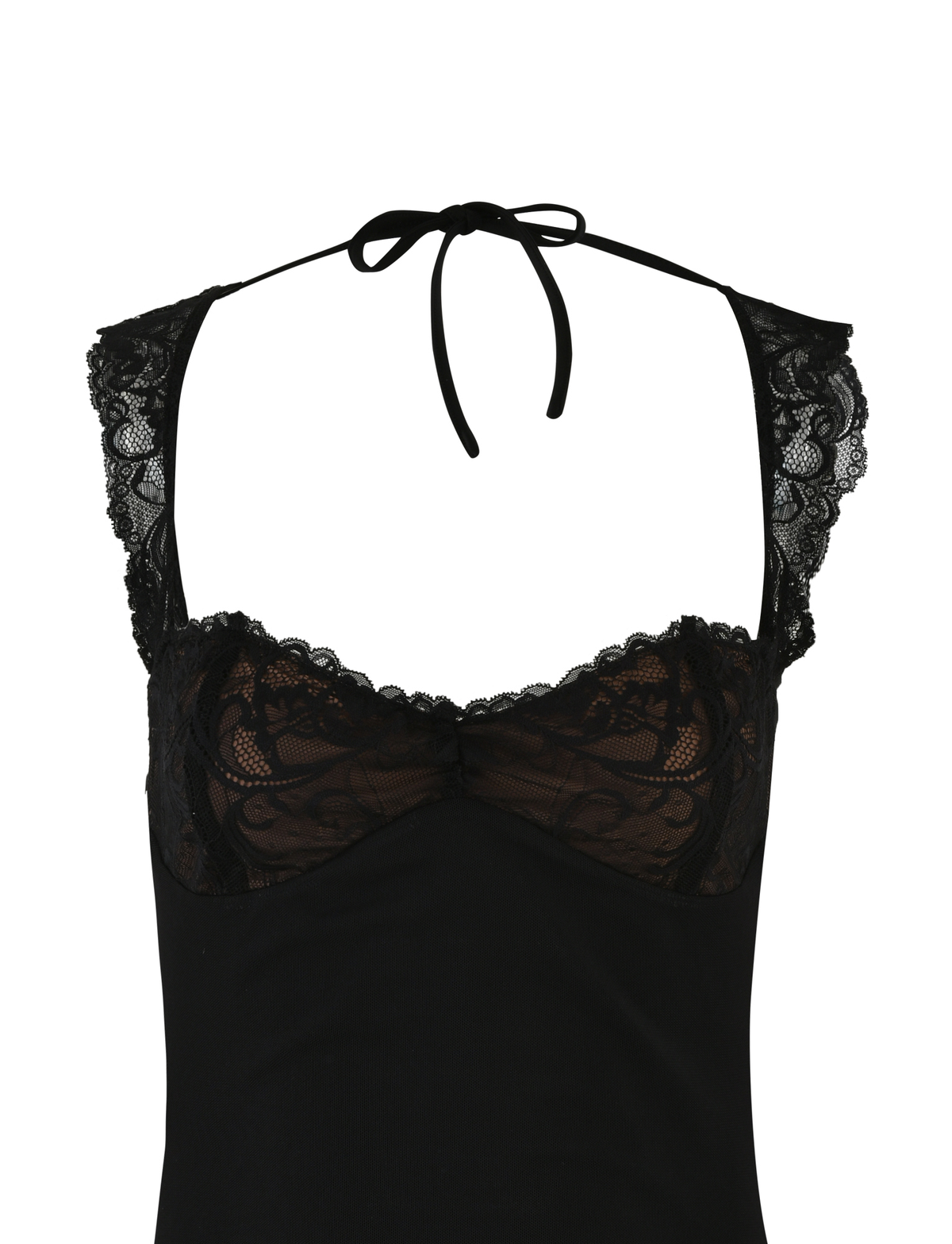 Winona Black Mini Dress with Lace Cups and Fine Straps