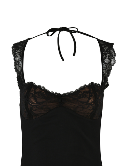 Winona Black Mini Dress with Lace Cups and Fine Straps
