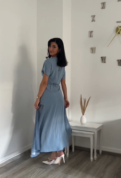 Olive Chiffon A-Line Tea Dress