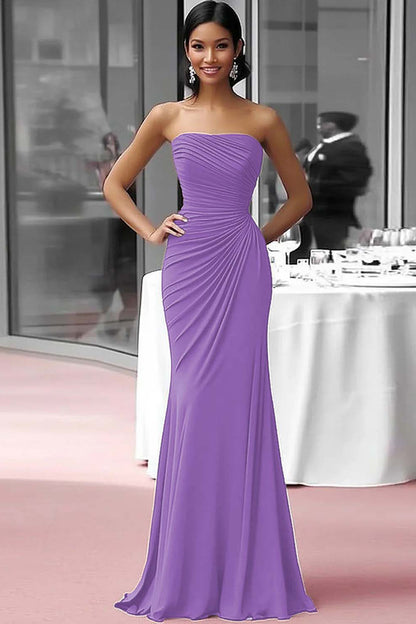 Sylvaine Formal Dress with Strapless Neckline and Ruched Sheath