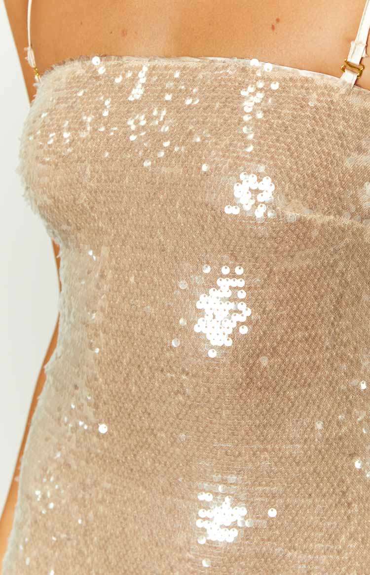 Thora Sequin Dress with One Shoulder and Straight Hem
