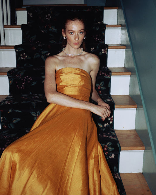 Katherine Linen Maxi Dress in Marigold