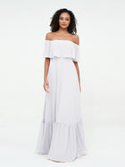 Eugenia Chiffon Off-Shoulder Evening Gown