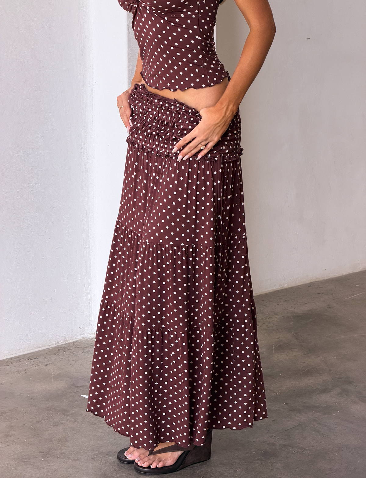 Anais Skirt with Polka Dots and Tiered Ruffles