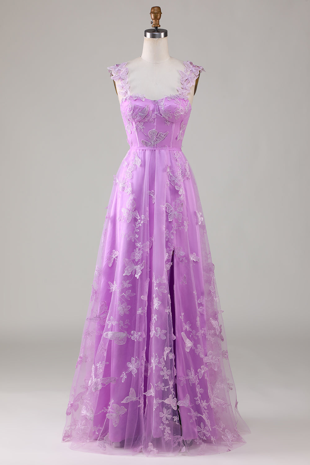 Rhiannon Green Dress with Corset Bodice and Appliqued Tulle
